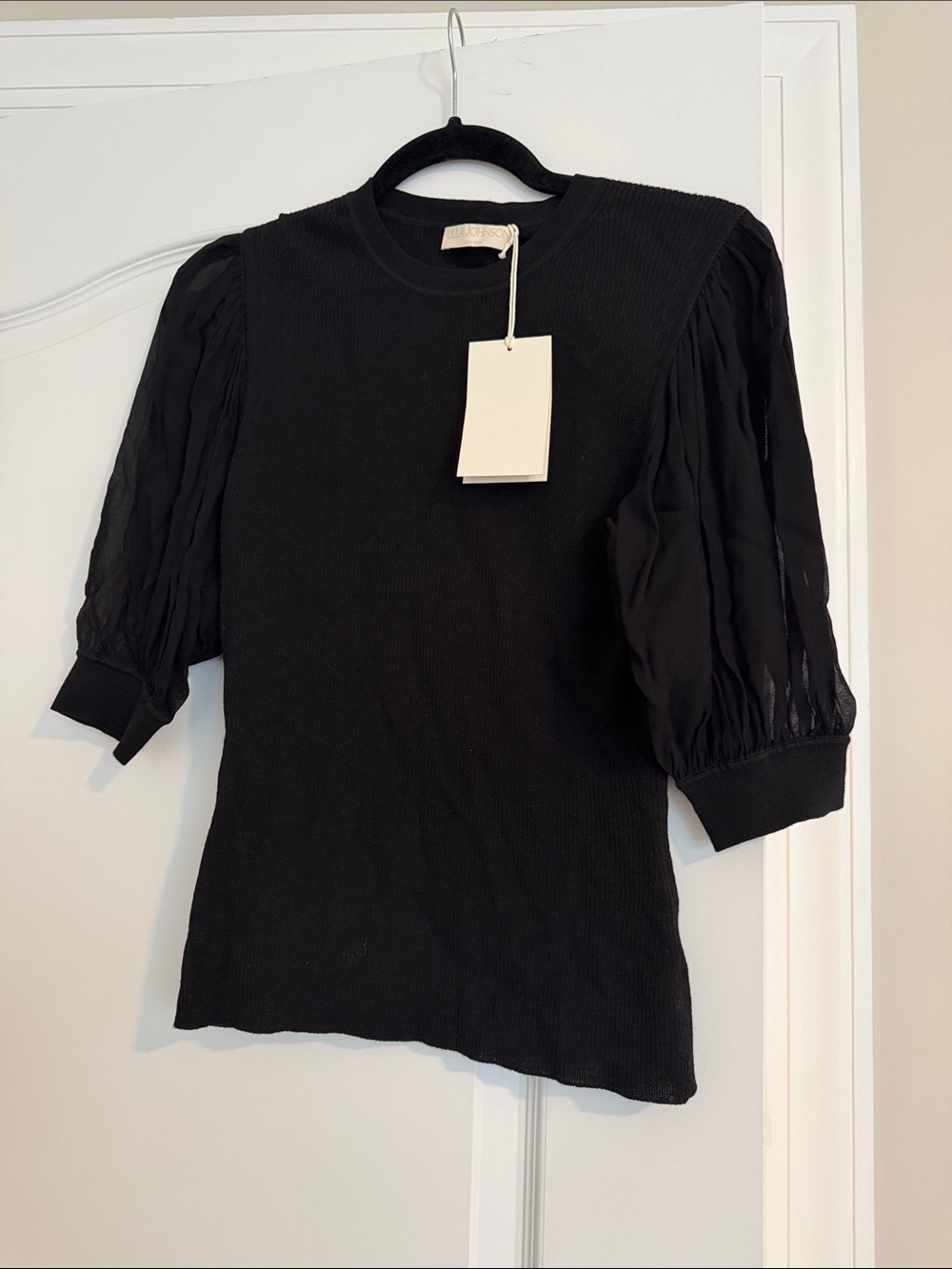 Ulla Johnson Black Puff Sleeve Knit Top